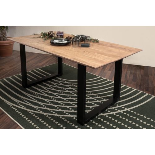 Refurbished Möbelretoure Esstisch 280x100cm Akazie massiv natur Schweizer Kante U-Gestell ATLANTA