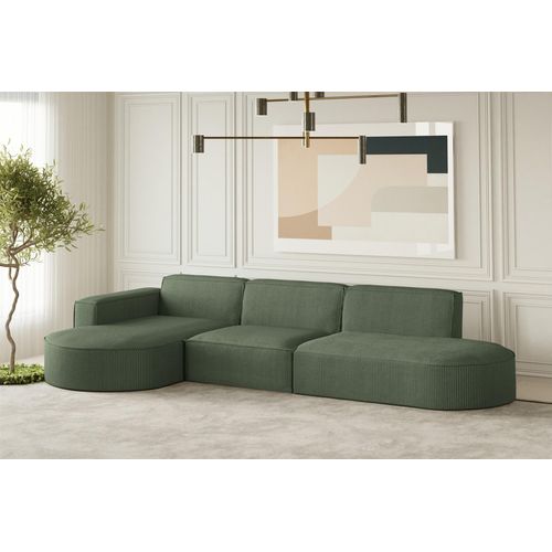 Ecksofa Designersofa PALMA in Stoff Scala Forest Ottomane Links