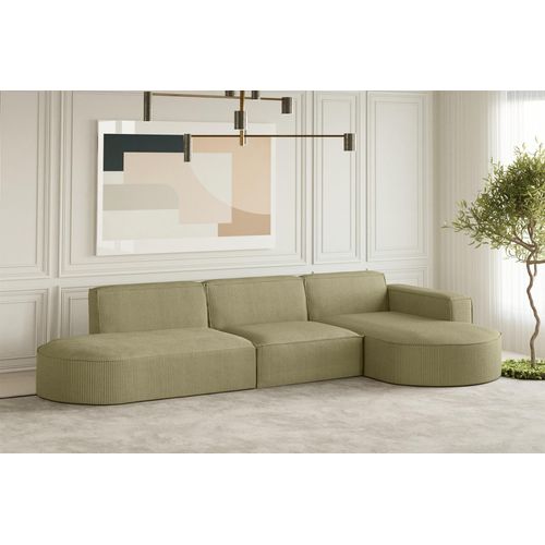 Ecksofa Designersofa PALMA in Stoff Scala Kiwi Ottomane Rechts