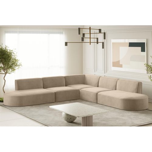 Ecksofa Designersofa PALMA in Stoff Noel Beige Seite Universal