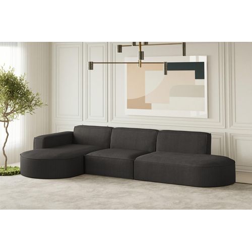 Ecksofa Designersofa PALMA in Stoff Scala Anthrazit Ottomane Links