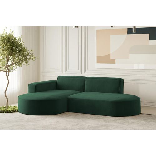 Ecksofa Designersofa PALMA XS in Stoff Noel Grün Ottomane Links