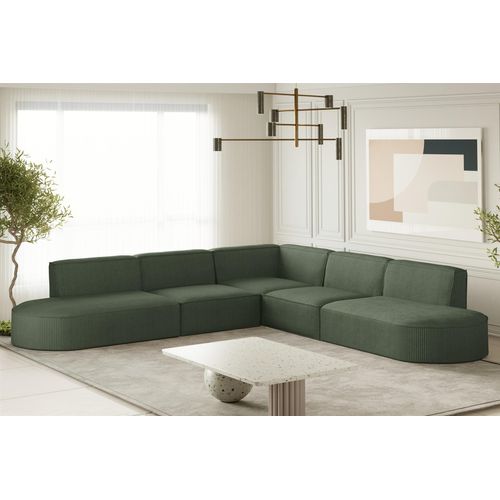 Ecksofa Designersofa PALMA in Stoff Scala Forest Seite Universal