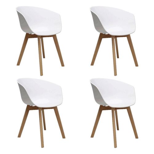 Mid.you Armlehnstuhl-Set , Weiß , Holz, Kunststoff , Buche , massiv , Uni , konisch , 60x78.5x44 cm , Esszimmer, Stühle, Esszimmerstühle,