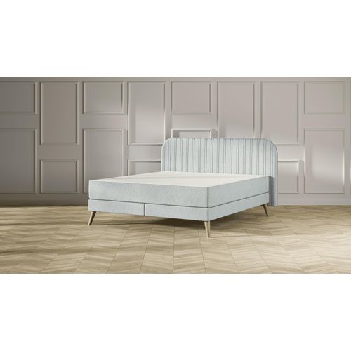 Emma Elite Boxspringbett Komfort V2 – Mint - 160x200 cm - Kopfteil Streifen - Holzfüß Image
