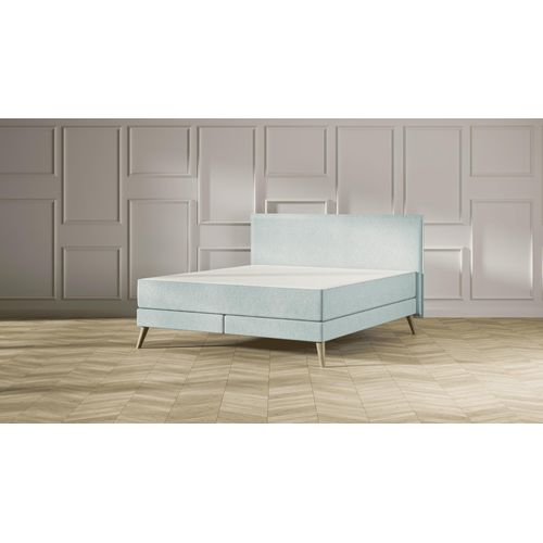 Emma Elite Boxspringbett Komfort V2 – Mint - 160x200 cm - Kopfteil Kissen - Holzfüß Image
