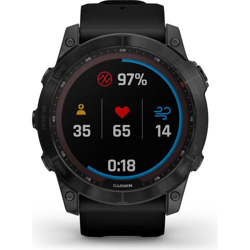 Garmin Fenix 7X Sapphire Solar Titan Schwarz Silikonarmband Schwarz