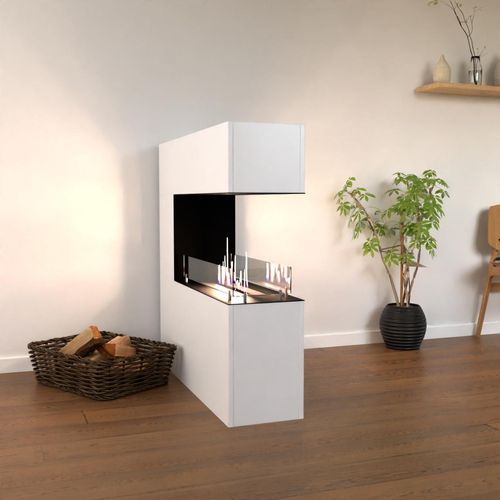 GLOW FIRE Ethanol Kamin 'Orkland' | Ethanolofen in weiß mit 3 Std. Brenndauer und 3 KW Heizleistung | BxHxT: 110x110x30 cm