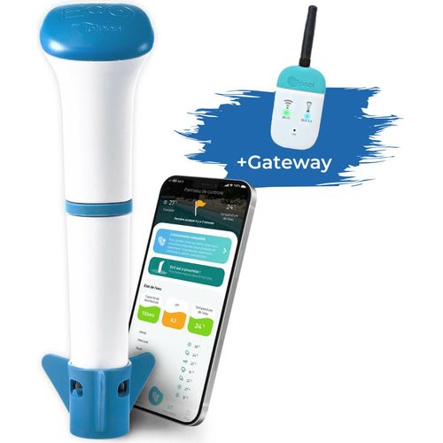 Iopool EcO Start Salt + Connect - Pool Wassertester mit er App - Temperatur , Salz , Chlor , Brom und pH Messgerät - Poolpflege - 24/7 sicheres und ausgewogenes Wasser - UPDATE 2024