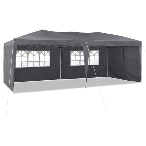 CLIPOP Faltpavillon, 3x6 Partyzelt, UV-Schutz Gartenpavillon mit 4 Seitenteilen,Grau