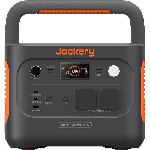 Jackery Explorer 1000V2, Lithium-Eisen-Phosphat (LiFePO4), 30400 mAh, AC, Zigarettenanzünder, Solar, 1070 Wh, 1500 W, 3000 W
