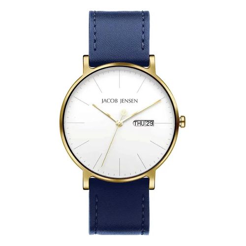 Jacob Jensen 166 Herrenuhr Quarz Titan Goldfarben/Blau
