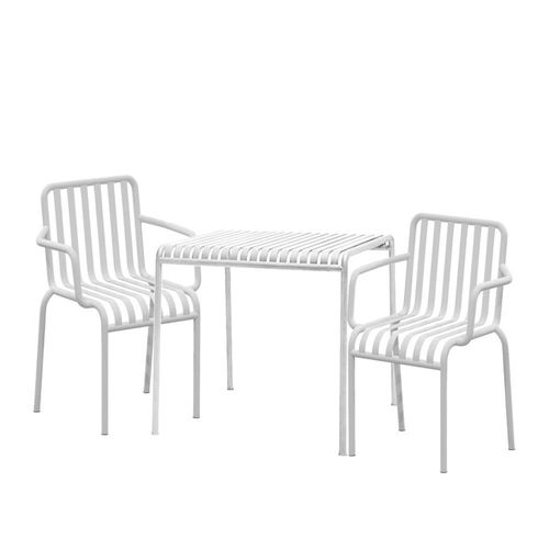 Gartenmöbel Set aus Eisen – 3er-Set (1 Tisch + 2 Stühle) – Balkon Terrasse Outdoor Bistro Sitzgruppe – Balkonmöbel Wetterfest – Weiß 70cmBFZ6588