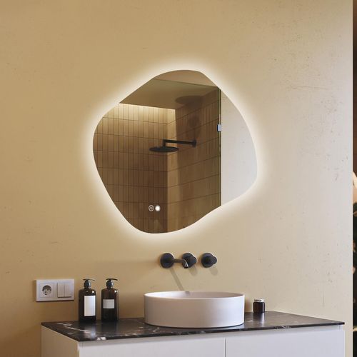 Badspiegel 94x84cm - Ovalmit LED Beleuchtung - LED Dual und Touchsensor und Heizmatte