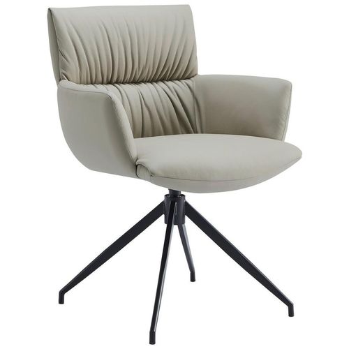 Dieter Knoll Armlehnstuhl , Cappuccino , Metall, Leder , Echtleder , Rindleder , Drehkreuz , 64x86x63 cm , Lederauswahl, Sitzfläche 360° drehbar,
