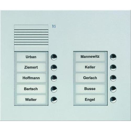 Audio Außenstation Serie PUK 10 Klingeltasten (rechtsbündig), 2-spaltig, UP silber TCS PUK10/2-EN