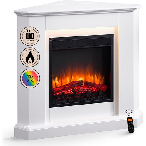 Elektrokamin BALDERIA Candela - Eckkamin, Heizung 2000 W - Weiß