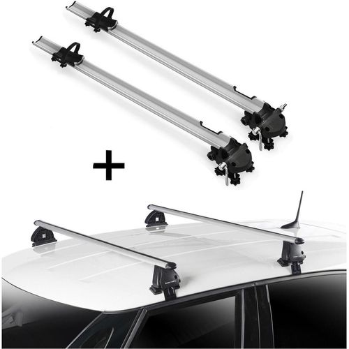 2x Fahrradträger Bike Pro + Dachträger VDP EVO ALU kompatibel mit Abarth 500 3 Türer ab 2007