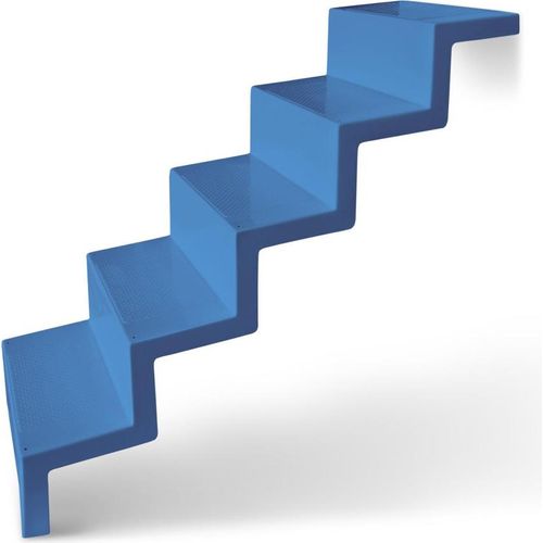 Treppe Eleganz 60 kurz | 5-stufig | Wandbefestigung kurze Ausführung | Azurblau
