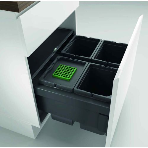 Naber 8013317 Abfallsammler Cox® Base 360 S/600-4 mit Biodeckel, anthrazit / 60 cm Schrankbreite