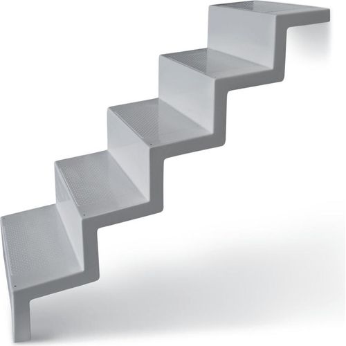 Treppe Eleganz 60 kurz | 5-stufig | Wandbefestigung kurze Ausführung | Silbergrau