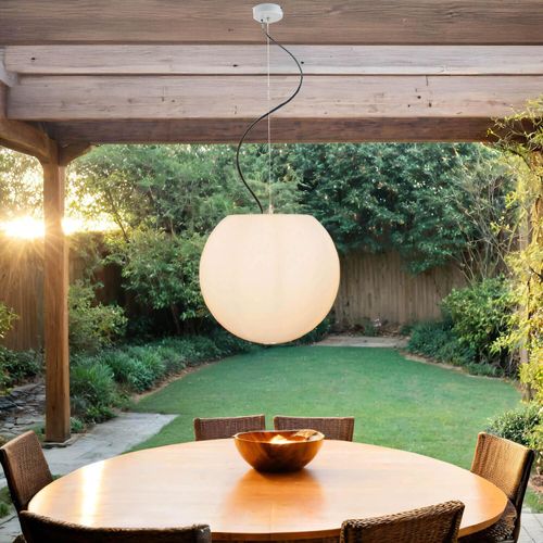 Außenleuchte E27 Ø 45 cm Weiß Haus Garten Hängelampe außen