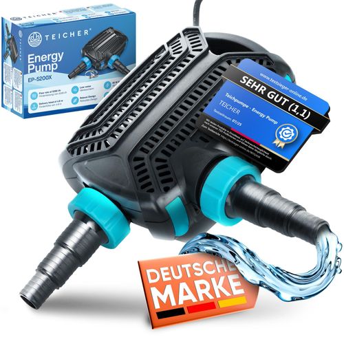 Teicher Energy Teichpumpe, Effiziente Filterpumpe für Teich, 7000 l/h
