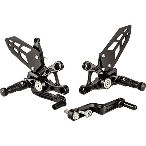 GILLES TOOLING MUE2 Einstellbare Fußrastenanlage Schwarz Suzuki GSX-R1000