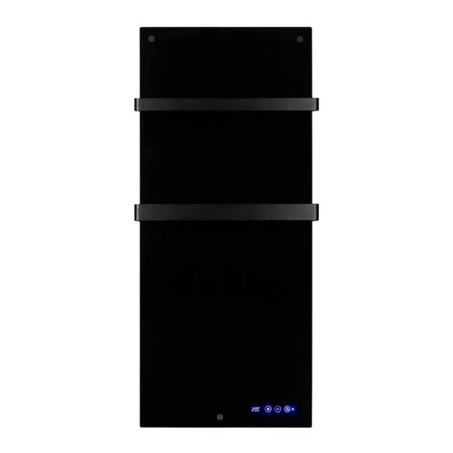 Infrarotheizung EUROM Sani 600 46,5 x 115 cm schwarz 600 W mit Wi-Fi und 2 Handtuchhaltern