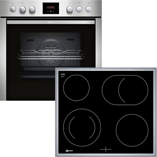 Neff EX3 Einbauherd-Set mit Elektrokochfeld (E1ECD0AN0 + M13R42N2), 60 cm breit, 71 L, CircoTherm, Kindersicherung, Edelstahlrahmen