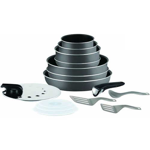 Tefal Topf-Set Ingenio L20488 Topfset 15 tlg, Griff abnehmbar, Töpfeset, Aluminiumguss (Pfanne, Bratpfannen Set, Pfannenset, Wok, Wokpfanne)