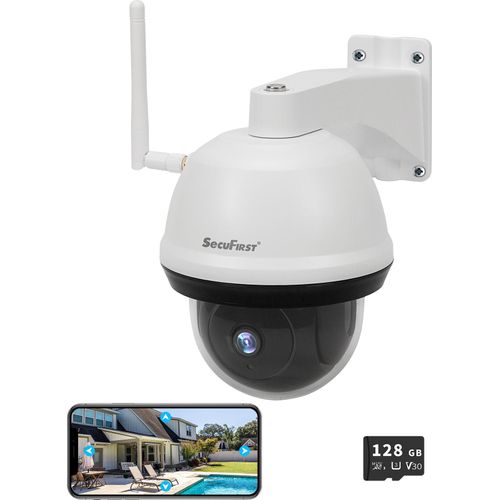 SecuFirst Überwachungskamera Aussen WLAN,128GB Lokaler Speicher, PTZ Outdoor Wifi IP Kamera Überwachungs,1080P,AI-Bewegungsmelder,Sirenen-Alarm,2-Wege