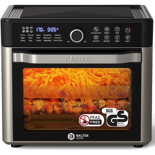 Balter Heißluftfritteuse HL-2200, Friteuse, 22 Liter, Mini Backofen, LCD Display, 15 Programme, bis 200 Rezepte, inkl. Rezeptheft