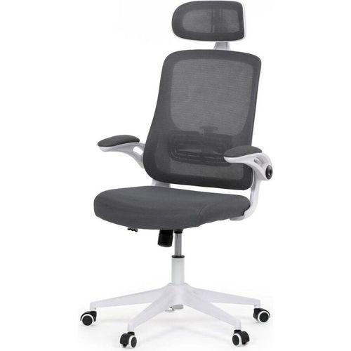 Autronic Bürostuhl, graues Netzgewebe, grauer Kunststoff, Kunststoffkreuz, Rollen für harte Böden (KA-Q843 GREY)