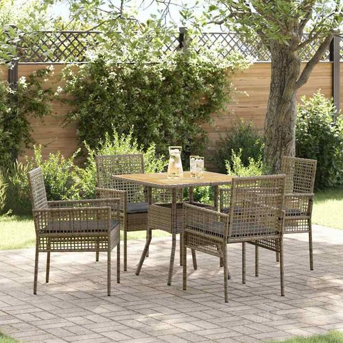 Garten Essgruppe 5 pcs Grau Poly Rattan