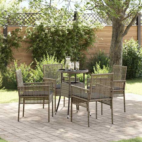 Garten Essgruppe 5 pcs Grau Poly Rattan
