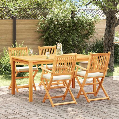 Klappstuhl 4 pcs Weiß 49 x 57,5 x 92 cm Massivholz Akazie