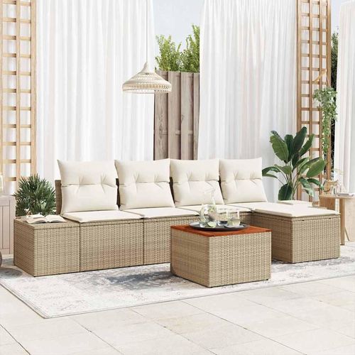 Garten Sofaset 6 pcs Beige und Weiß