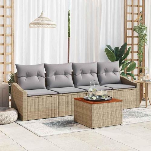Garten Sofaset 5 pcs Beige, hellgrau 55 x 55 x 37 cm