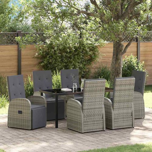 Garten Essgruppe 7 pcs Grau 160 x 80 x 73 cm PE Rattan