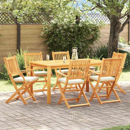 Klappstuhl 6 pcs Weiß 49 x 57,5 x 92 cm Massivholz Akazie