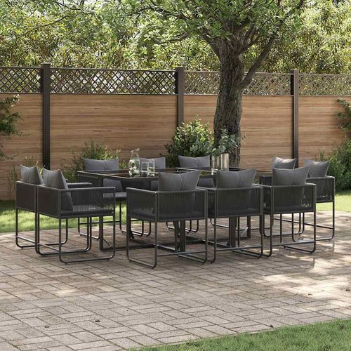 Garten Essgruppe 11 pcs Schwarz Stahl
