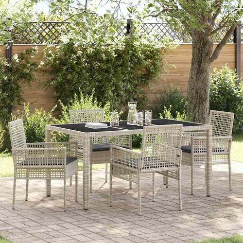 Garten Essgruppe 5 pcs Hellgrau Poly Rattan