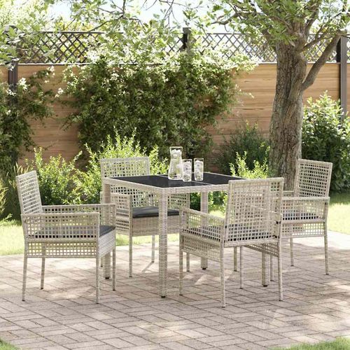 Garten Essgruppe 5 pcs Hellgrau Poly Rattan