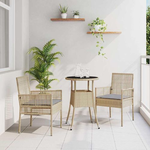Garten Essgruppe 3 pcs Beige Poly Rattan