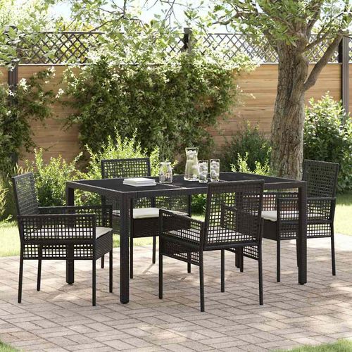 Garten Essgruppe 5 pcs Schwarz Poly Rattan