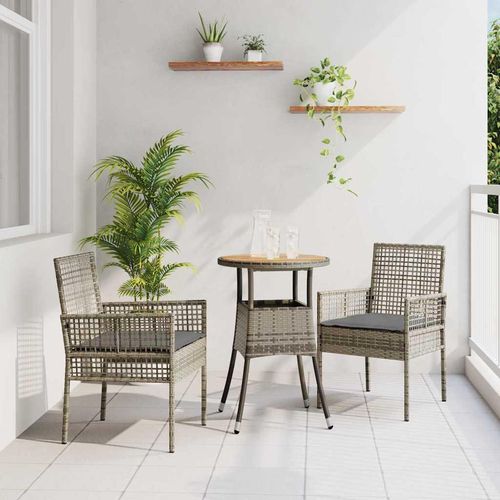 Garten Essgruppe 3 pcs Grau Poly Rattan