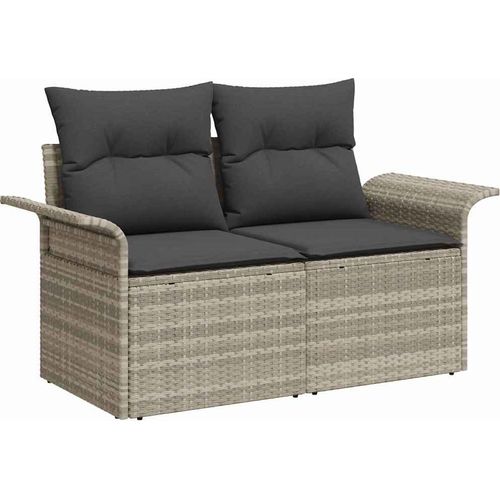 vidaXL Garten-Sofa-Set mit Kissen mit Speicher 9 pcs Hellgrau