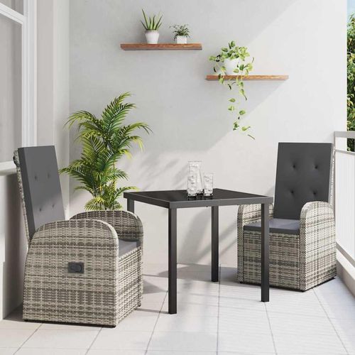 Gartenmöbelset mit Kissen 3 pcs Grau 80 x 80 x 73 cm PE Rattan