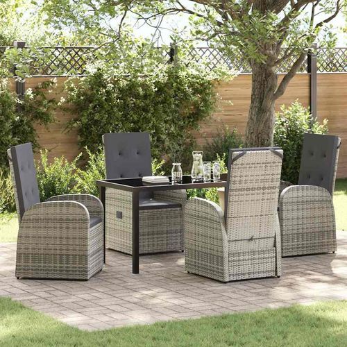Gartenmöbelset mit Kissen 5 pcs Grau 140 x 70 x 73 cm PE Rattan